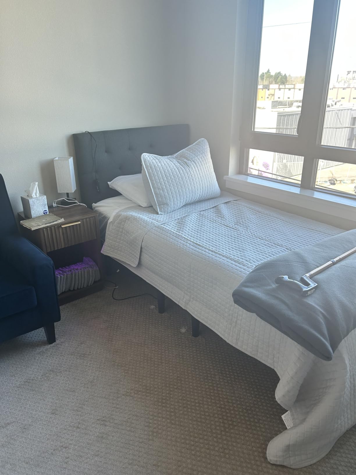 Howjoe Linen Fabric Upholstered Headboard Queen Size, Modern Diamond Tufting Solid Wood Queen Headboard Only, Adjustable Height from 37” to 51” Head Board, Bed Frame or Wall Mount Headboards, Beige customer photo 1