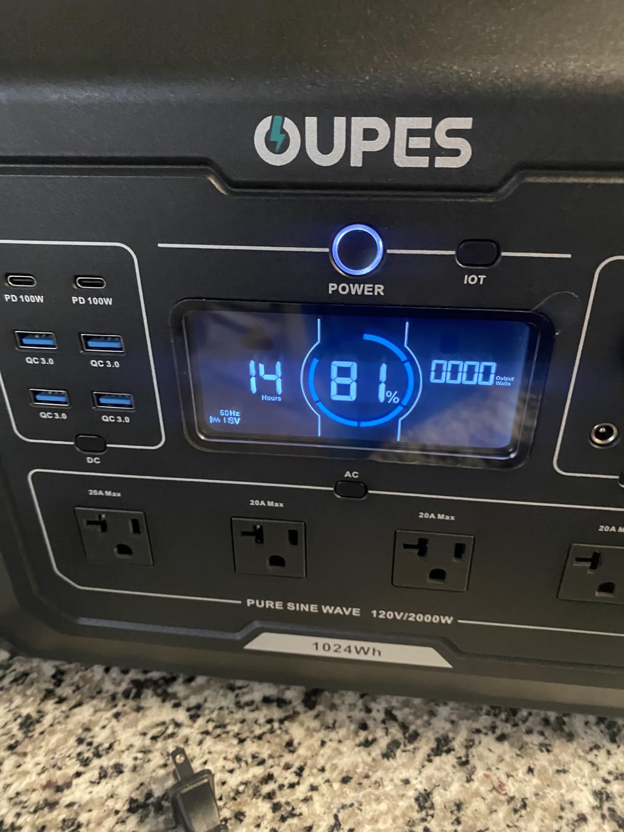 OUPES Mega 1 Solar Generator with 100W Panel Included, 2000W 1024Wh LiFePO4 customer photo 1